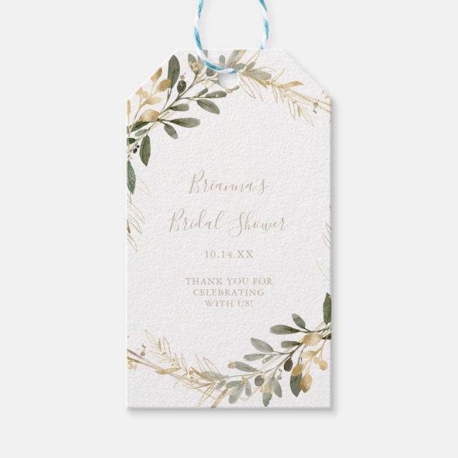 Geometric Gold Greenerity Fall Brautparty Geschenkanhänger (Vorderseite)