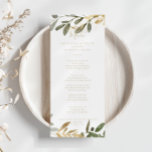 Geometric Gold Greenerity Herbstmenü Menükarte<br><div class="desc">Diese geometrische vergoldete Herbst-Dinner-Karte ist perfekt für eine moderne Hochzeit. Das Design zeichnet sich durch einen goldfarbenen geometrischen Rahmen mit eleganten grünen Blätter aus. Dieses Menü kann für Hochzeitsempfang,  Probe Dinner,  Brautparty oder jede Veranstaltung verwendet werden.</div>