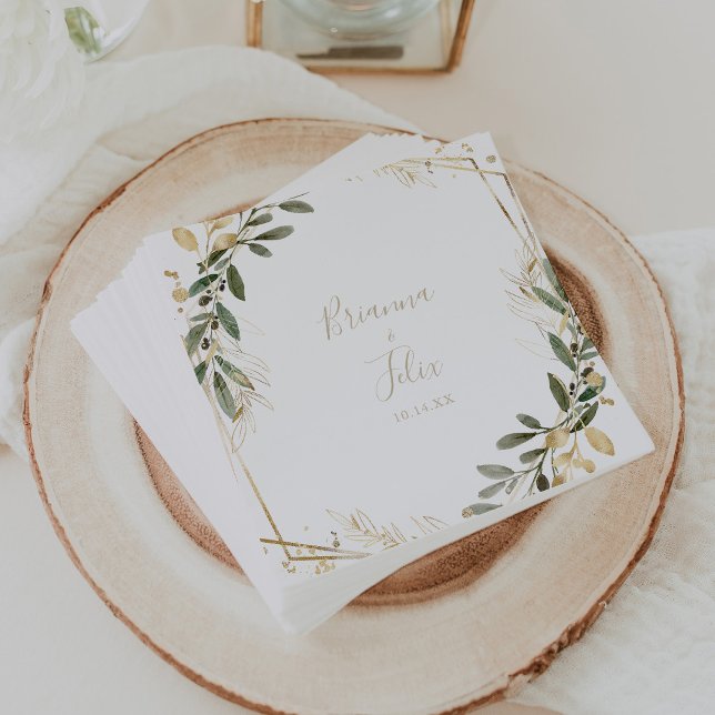 Geometric Gold Greenery Hochzeit im Herbst Napkin Serviette (Von Creator hochgeladen)