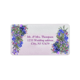 Geometric Gold & Lavender Blume Bouquet Adressaufkleber