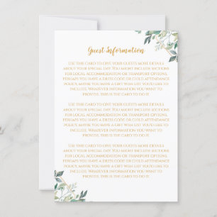 Geometric Gold Leaf Wedding Guest Information Card Einladung