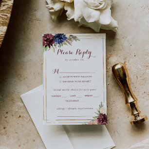 Geometric Gold Modern Wedding Menu UAWG RSVP Karte