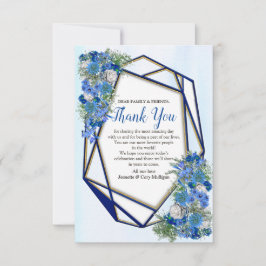 Geometric Gold Navy & Blue Blume Vielen Dank RSVP Karte