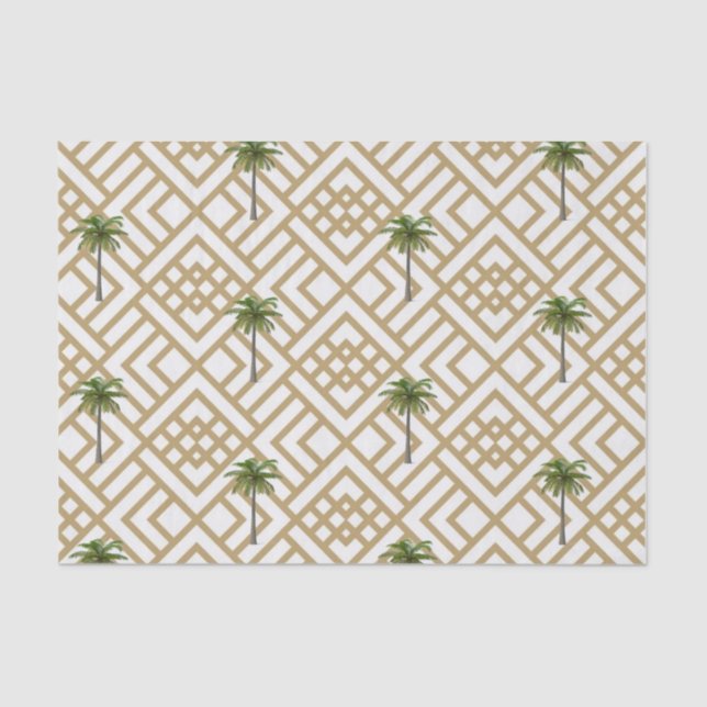 Geometric Gold Palm Tree Seidenpapier (Vorderseite)