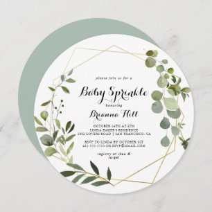 Geometric Gold Tropical Calligraphy Baby Sprinkle Einladung