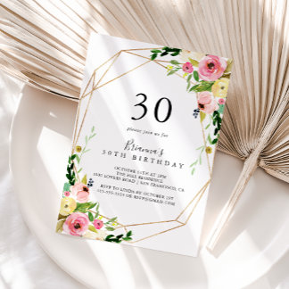 Geometric Gold Tropical Fall 30. Geburtstag Party Einladung