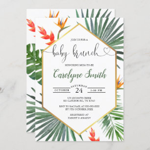 Geometric Gold Tropical Gender Neutral Baby Brunch Einladung