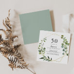 Geometric Gold Tropical Green 50. Geburtstagsparty Einladung<br><div class="desc">Diese geometrische goldgrüne 50. Geburtstagsfeier lädt zu einer einfachen Geburtstagsfeier ein. Das Design besticht durch handbemalte grüne Blätter,  die einen goldenen geometrischen Rahmen schmücken.</div>