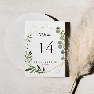 Geometric Gold Tropical Green Calligraphy Wedding Einladung