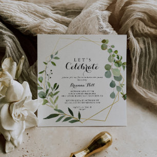 Geometric Gold Tropical Let's Celebrate Party Einladung