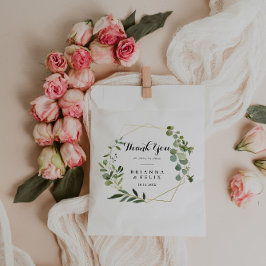 Geometric Gold tropisches Grün Danke Hochzeit Geschenktütchen