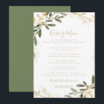 Geometric Gold Wedding Kissing Menu Game Card<br><div class="desc">Diese geometrische goldene Hochzeitskissingkarte eignet sich perfekt für einen modernen Hochzeitsempfang. Das Design zeichnet sich durch einen goldfarbenen geometrischen Rahmen mit eleganten grünen Blätter aus.</div>