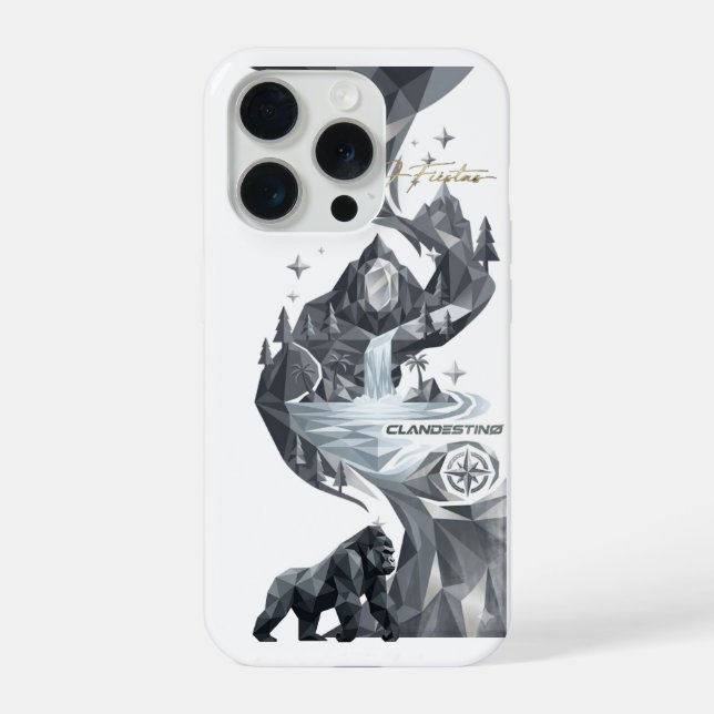 “Geometric Gorilla iPhone Case – Silver Jungle  Hülle (Rückseite)