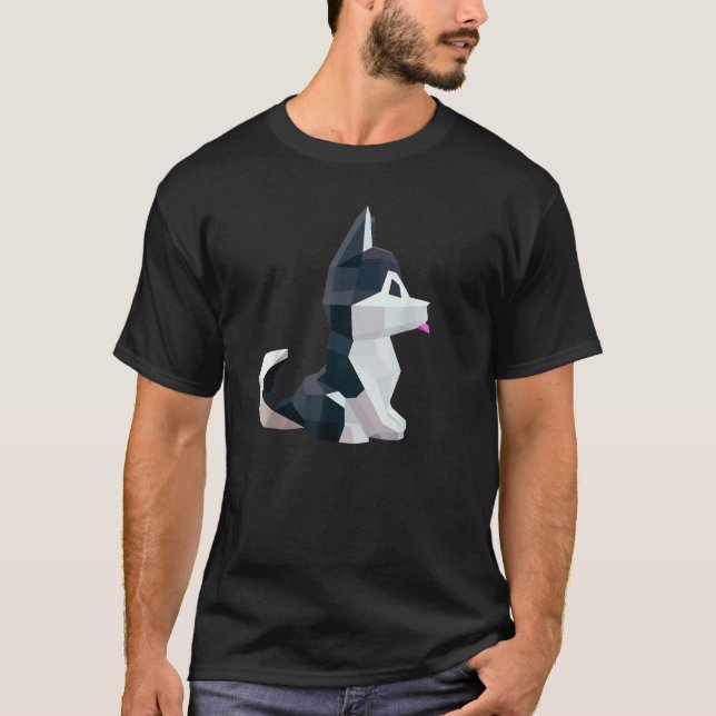 Geometric Graphic Animal  Siberian Husky Puppy Dog T-Shirt (Vorderseite)