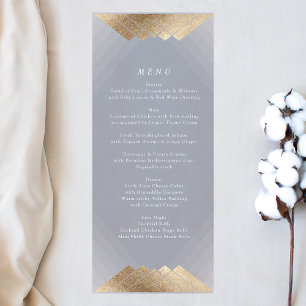 Geometric Gray Deko Gold Gatsby Wedding Menükarte