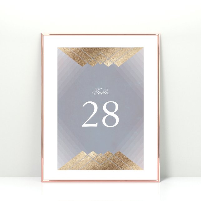 Geometric Gray Deko Gold Gatsby Wedding Tischnummer (Von Creator hochgeladen)