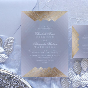 Geometric Gray Gatsby Calligraphy Wedding Einladung
