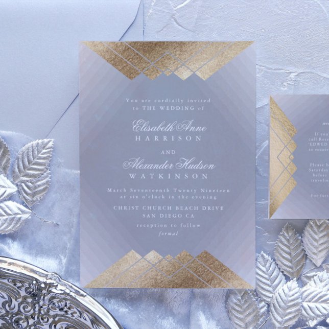 Geometric Gray Gatsby Calligraphy Wedding Einladung (Invitation showcasing suite - additional items (bought separately))