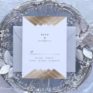 Geometric Gray Gatsby Wedding RSVP