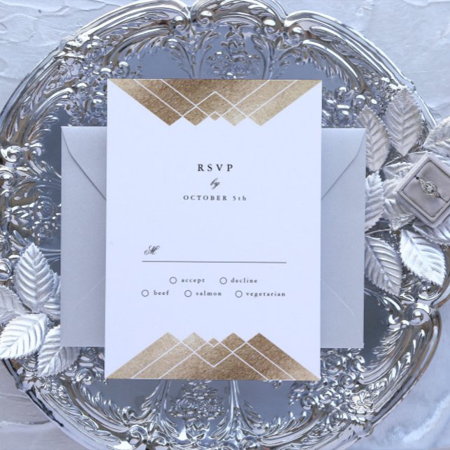 Geometric Gray Gatsby Wedding RSVP (Von Creator hochgeladen)