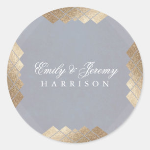 Geometric Gray Gatsby Wedding Runder Aufkleber