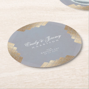 Geometric Gray Gatsby Wedding Table Untersetzer