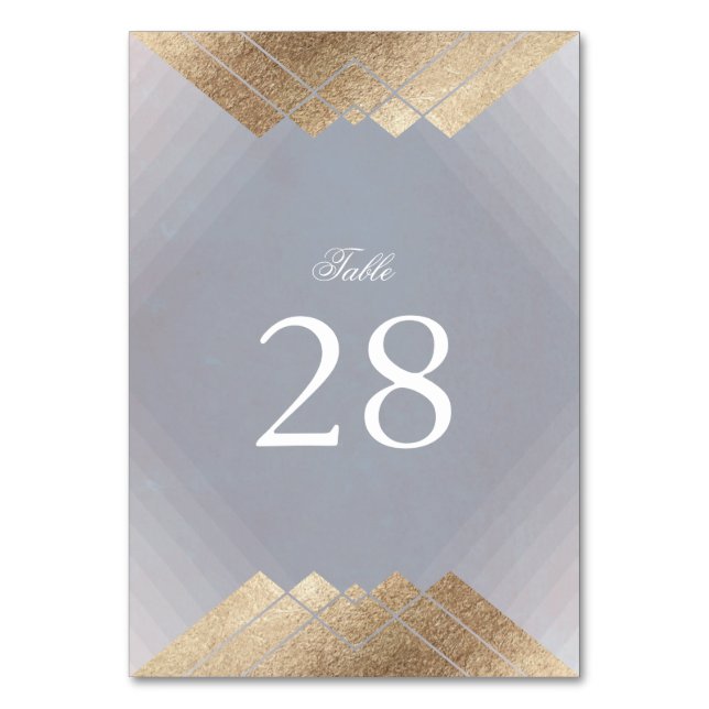 Geometric Gray Gatsby Wedding Tischnummern (Vorderseite)