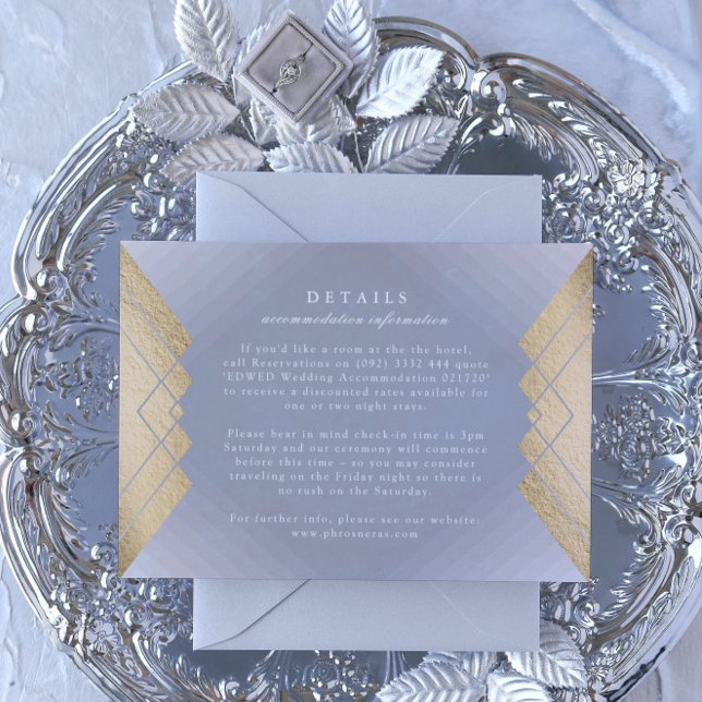 Geometric Gray Gold Gatsby Wedding Enclosure Card RSVP Karte (Von Creator hochgeladen)