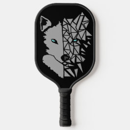 Geometric Gray Wolf Pickleball Schläger