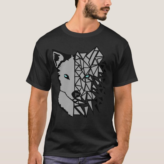 Geometric Gray Wolf T-Shirt (Vorderseite)