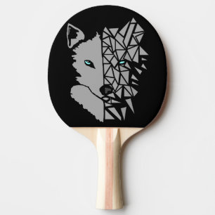 Geometric Gray Wolf Tischtennis Schläger
