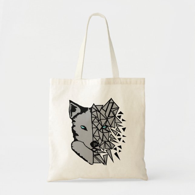 Geometric Gray Wolf Tragetasche (Vorne)