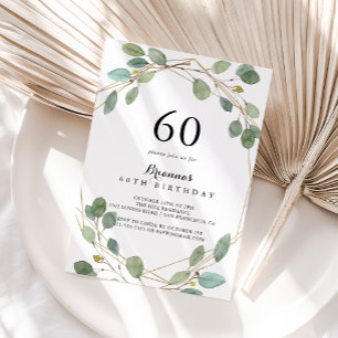 Geometric Greenery Eucalyptus 60. Geburtstagsparty Einladung