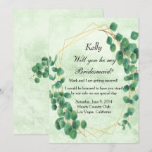 Geometric Greenery Eucalyptus Blätter Bridesmaid