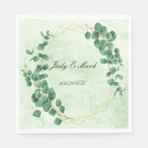 Geometric Greenery Eucalyptus Blätter Paper Napkin Serviette