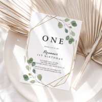 Geometric Greenery Eucalyptus First Birthday Party