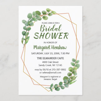 Geometric Greenery Eucalyptus Modernes Brautparty Einladung