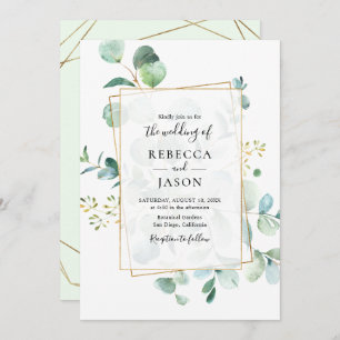 Geometric Greenery Eucalyptus Wedding Einladung