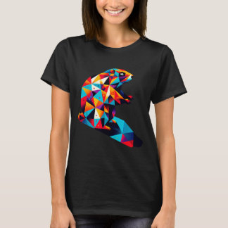 Geometric Groundhog Day Vibrant Polygon Animal Art T-Shirt