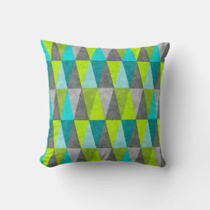 Geometric Grunge Aqua Blue Green Triangle Pattern Kissen