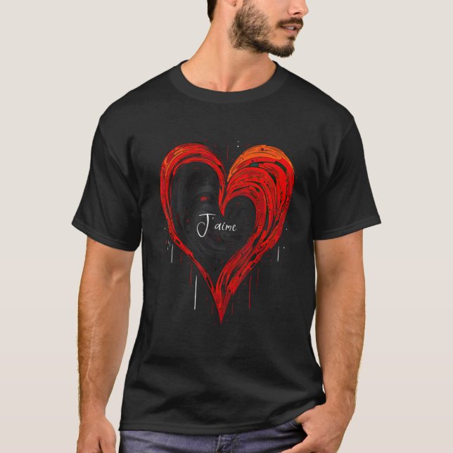 Geometric Heart in Light Black and Red T-Shirt (Vorderseite)