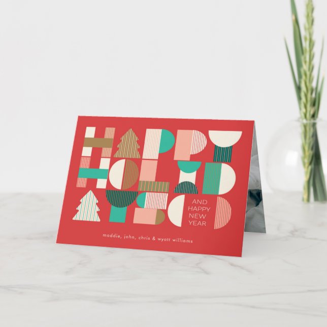 Geometric Holiday Cheer Feiertagskarte (Vorderseite)