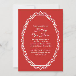 Geometric Holiday Sparkle Open House Red Einladung