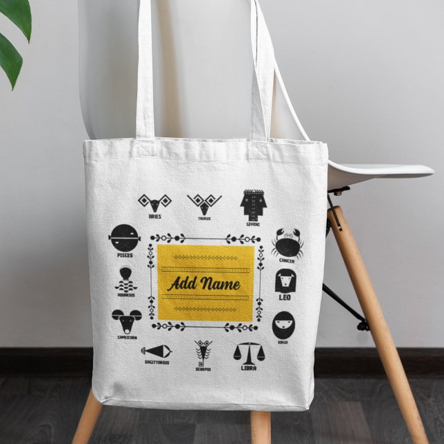 Geometric Indian Zodiac -12 Signs in Artistic Form (Tote Your Signs in Style.)