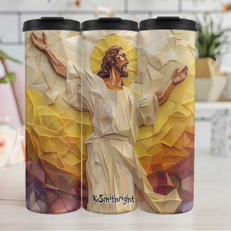 Geometric Jesus Christ mit Golden Halo Thermosbecher