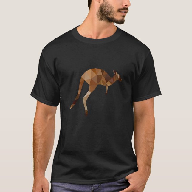 Geometric Kangaroo Australia Polygon Wild Tier T-Shirt (Vorderseite)