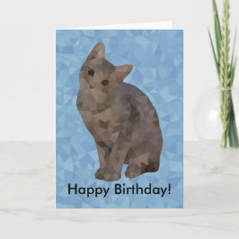 Geometric Kitten Happy Birthday Card Karte