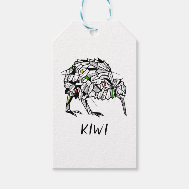 Geometric Koru kiwi Geschenkanhänger (Vorderseite)