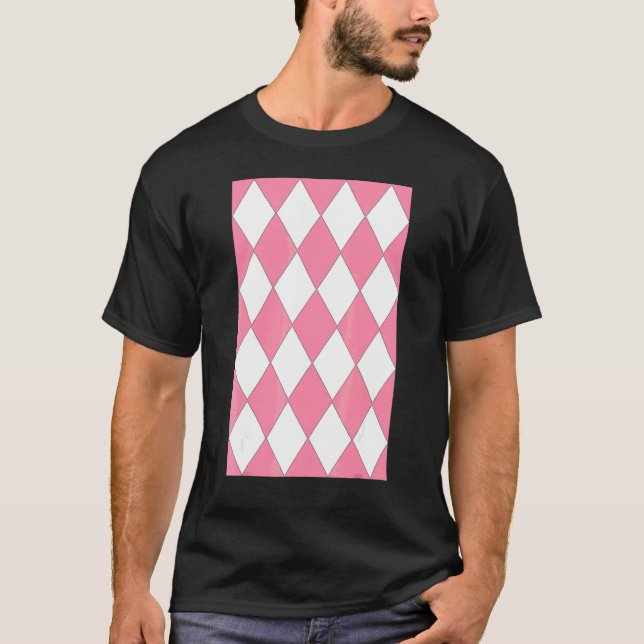 Geometric Large Harlequin Pattern Baker Miller Pin T-Shirt (Vorderseite)