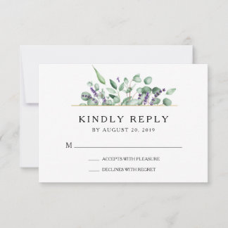 Geometric Lavender Eucalyptus Wedding RSVP Card Karte